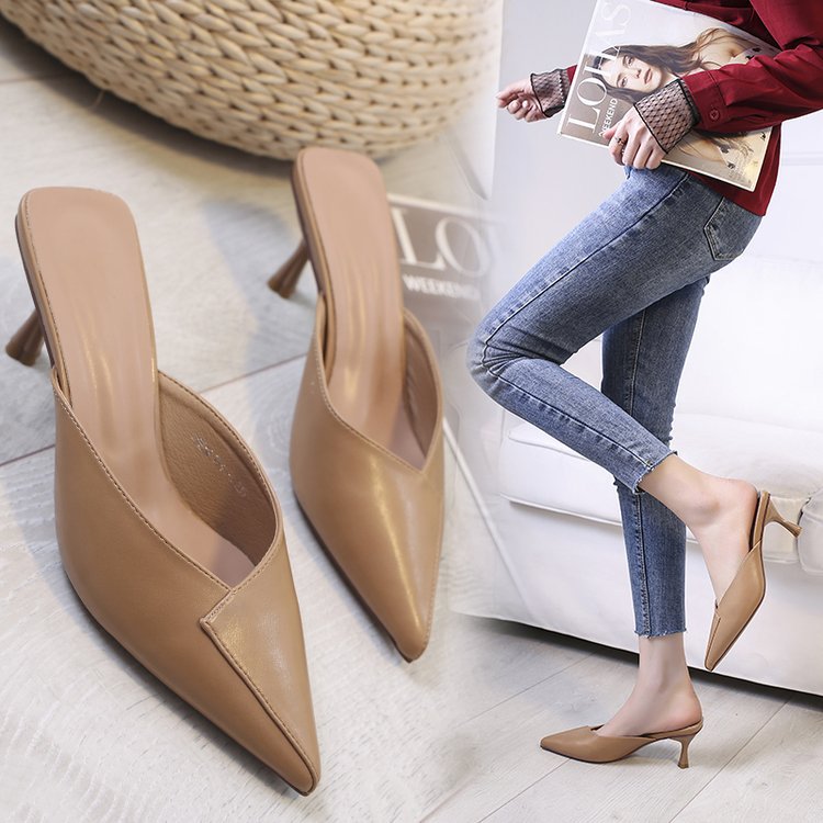 Women's Shoes Summer Pointed Toe Baotou Half Drag Women's Stiletto High Heel Set Foot Fashion Sandals And Slippers Women - VEX CLUB HOUSE