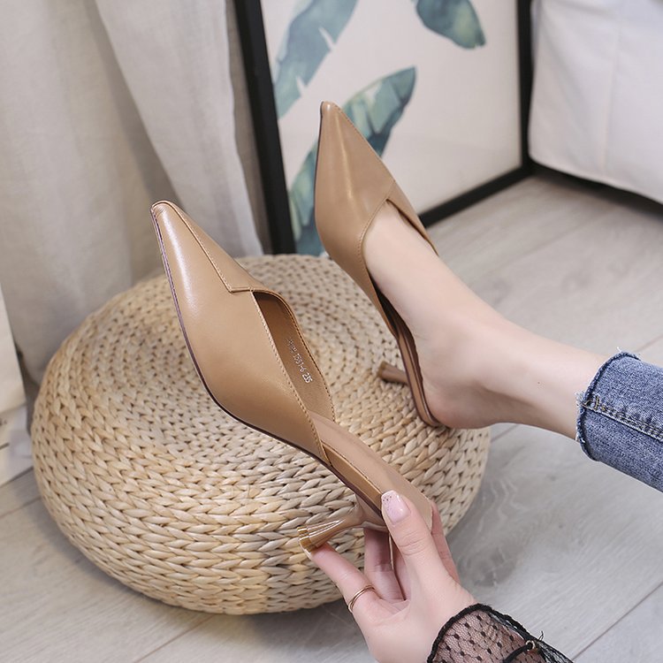 Women's Shoes Summer Pointed Toe Baotou Half Drag Women's Stiletto High Heel Set Foot Fashion Sandals And Slippers Women - VEX CLUB HOUSE