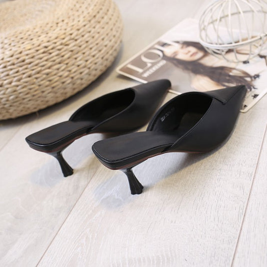 Women's Shoes Summer Pointed Toe Baotou Half Drag Women's Stiletto High Heel Set Foot Fashion Sandals And Slippers Women - VEX CLUB HOUSE
