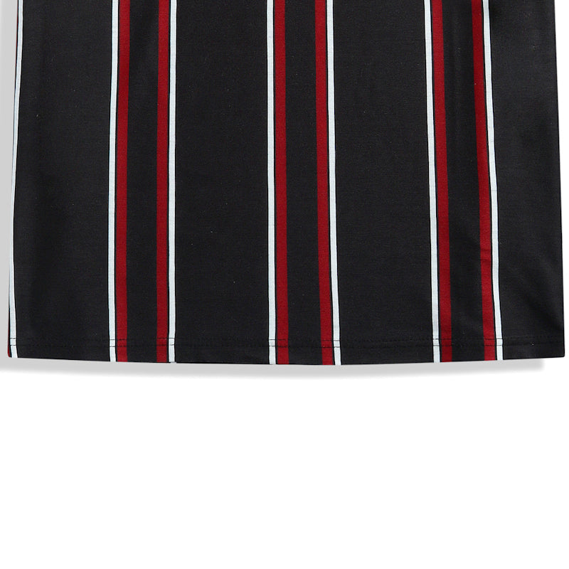 Camiseta de Color contrastante para hombre, camisa informal de verano con cuello redondo de manga corta a rayas verticales, ropa deportiva para hombre - VEX CLUB HOUSE