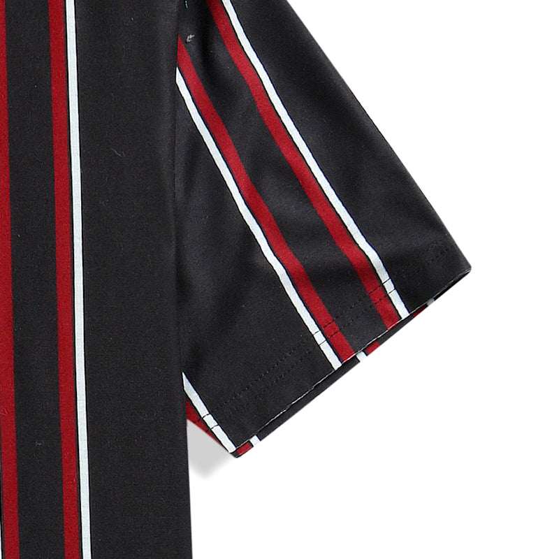 Camiseta de Color contrastante para hombre, camisa informal de verano con cuello redondo de manga corta a rayas verticales, ropa deportiva para hombre - VEX CLUB HOUSE