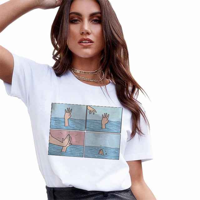 Casual Red Lip Print Ladies Short-sleeved Top T-shirt - VEX CLUB HOUSE