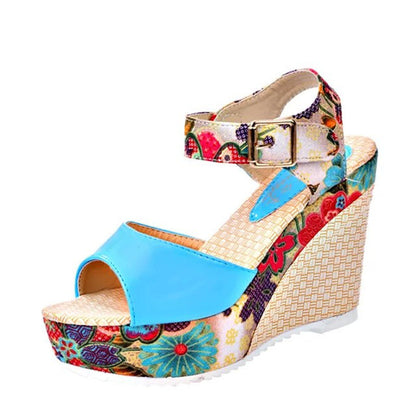 Wedge Sandals Female Floral Bowknot Platform High Heel - VEX CLUB HOUSE
