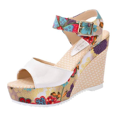 Wedge Sandals Female Floral Bowknot Platform High Heel - VEX CLUB HOUSE
