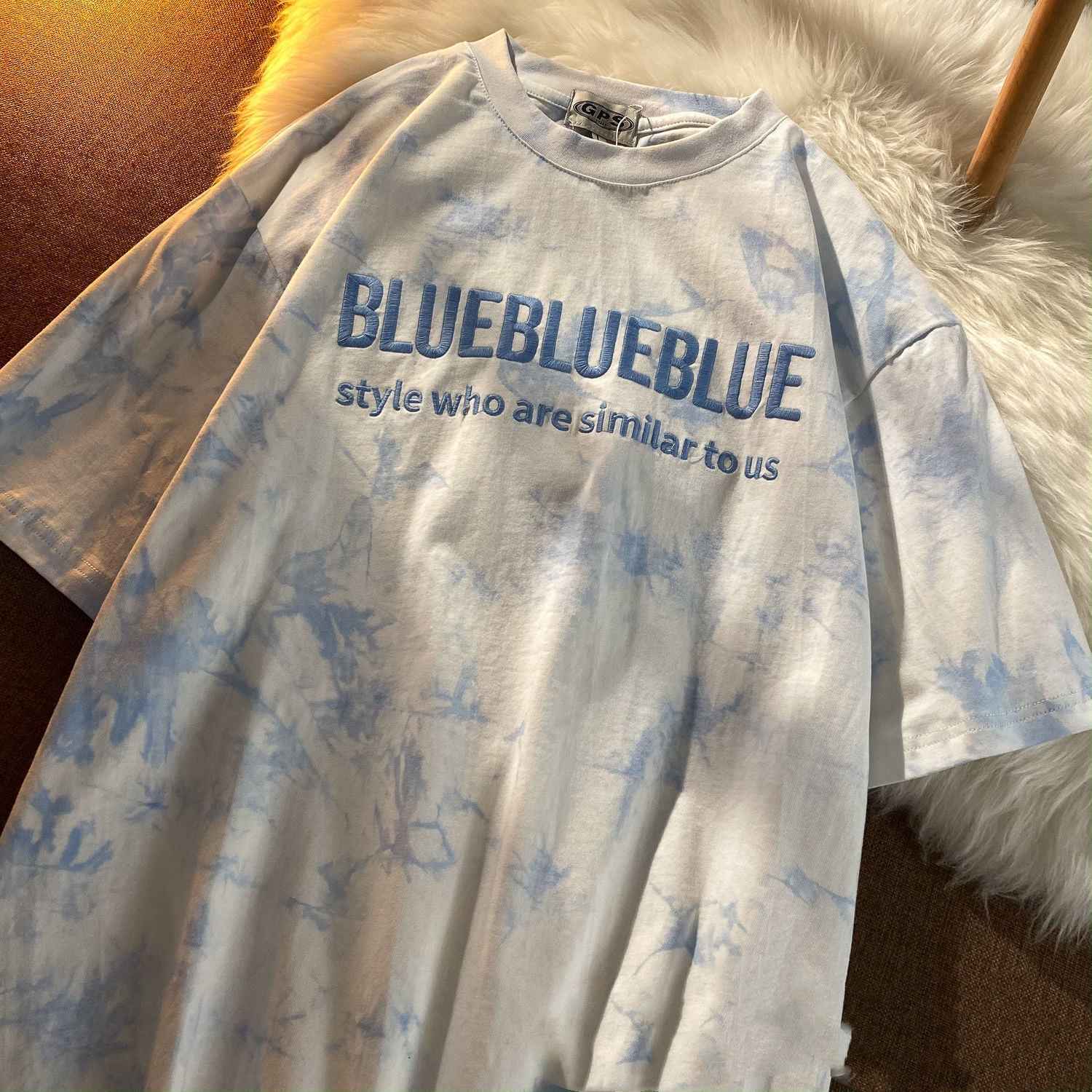 Tie-Dye Letter Embroidered Short-Sleeved t-Shirt - VEX CLUB HOUSE