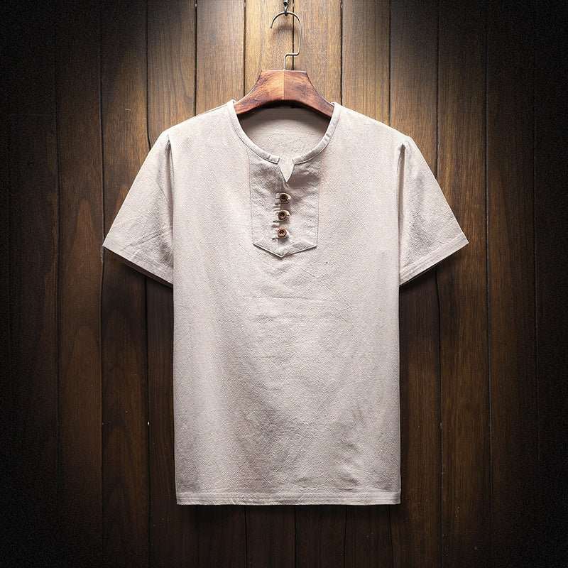 Casual Cotton, Linen And Linen Short-Sleeved T-Shirt, Pure Color T-Shirt - VEX CLUB HOUSE