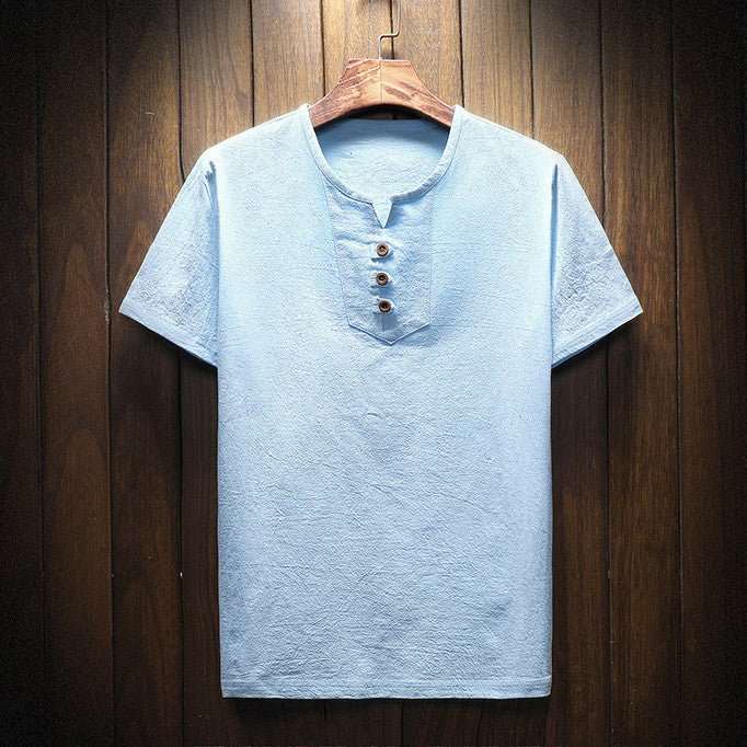 Casual Cotton, Linen And Linen Short-Sleeved T-Shirt, Pure Color T-Shirt - VEX CLUB HOUSE