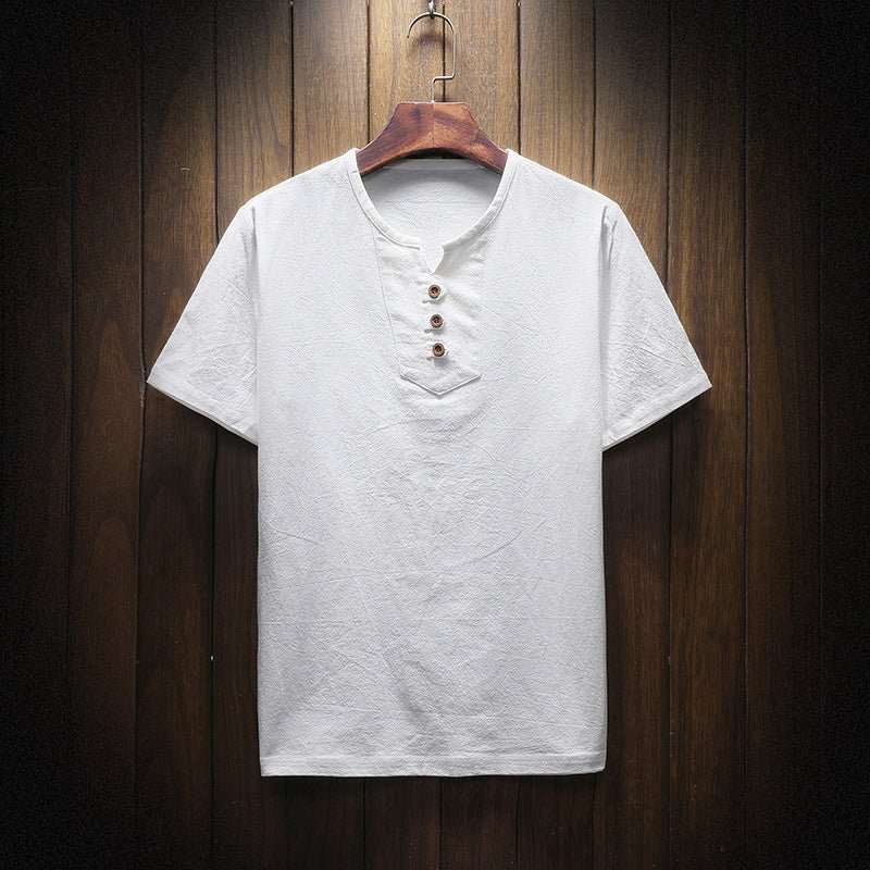 Casual Cotton, Linen And Linen Short-Sleeved T-Shirt, Pure Color T-Shirt - VEX CLUB HOUSE