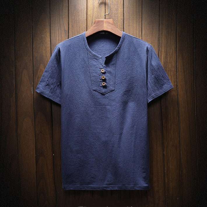 Casual Cotton, Linen And Linen Short-Sleeved T-Shirt, Pure Color T-Shirt - VEX CLUB HOUSE