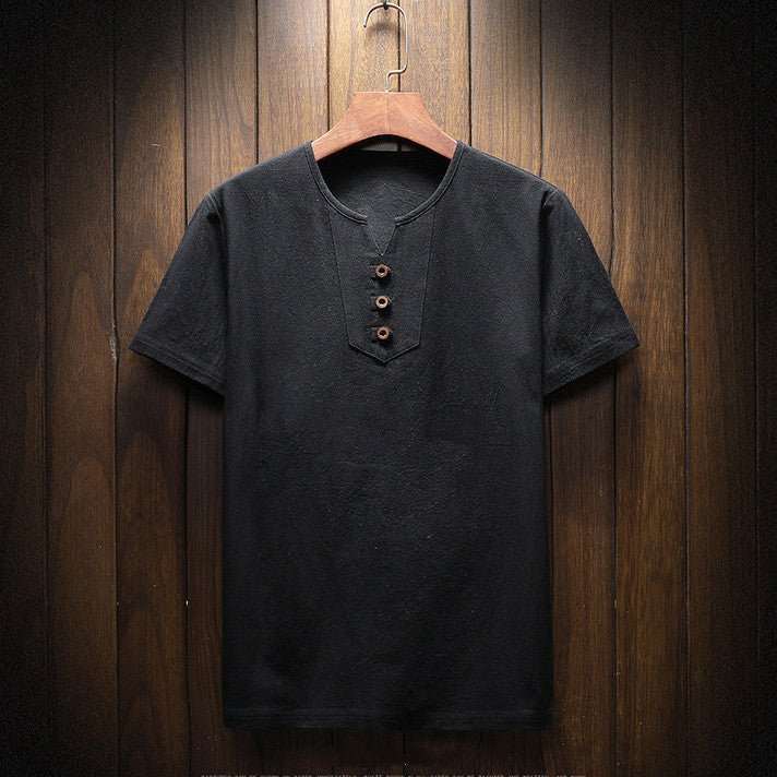 Casual Cotton, Linen And Linen Short-Sleeved T-Shirt, Pure Color T-Shirt - VEX CLUB HOUSE