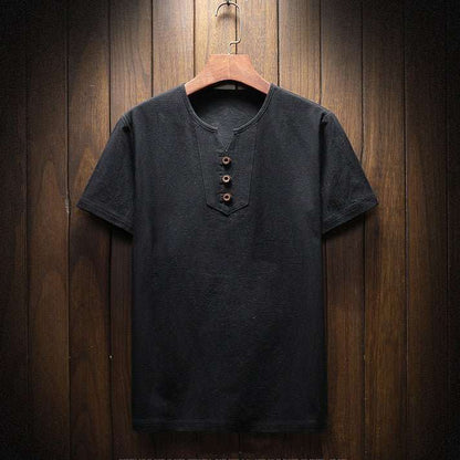 Casual Cotton, Linen And Linen Short-Sleeved T-Shirt, Pure Color T-Shirt - VEX CLUB HOUSE
