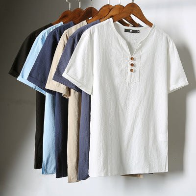 Casual Cotton, Linen And Linen Short-Sleeved T-Shirt, Pure Color T-Shirt - VEX CLUB HOUSE