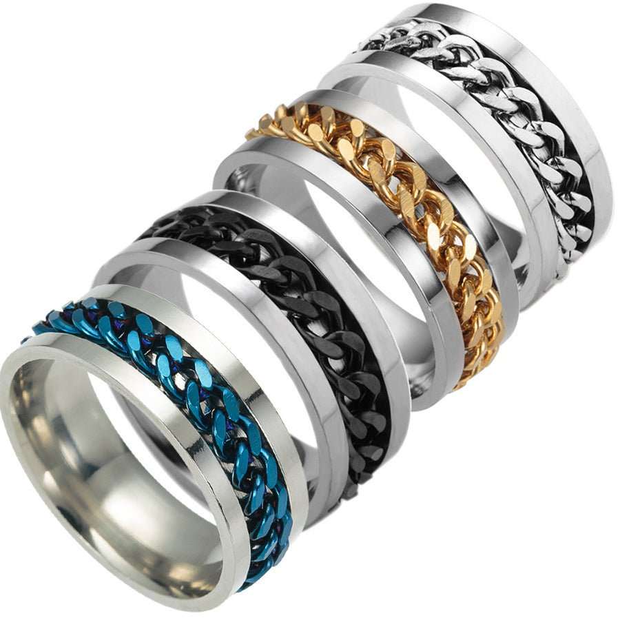 Stainless Steel Spinner Ring Beer Corkscrew Artifact Fashion Simple Heterosexual Rings Casual Men And Women Jewelry Bague Femme V E X C L U B H O U S E