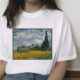 Van Gogh Oil Painting Mona Lisa Spoof Printed T-shirt Women Short Sleeve - VEX CLUB HOUSE