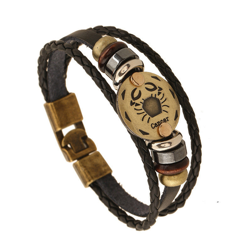 Twelve Constellation Cowhide Bracelets Wholesale Men And Women Small Jewelry - VEX CLUB HOUSE