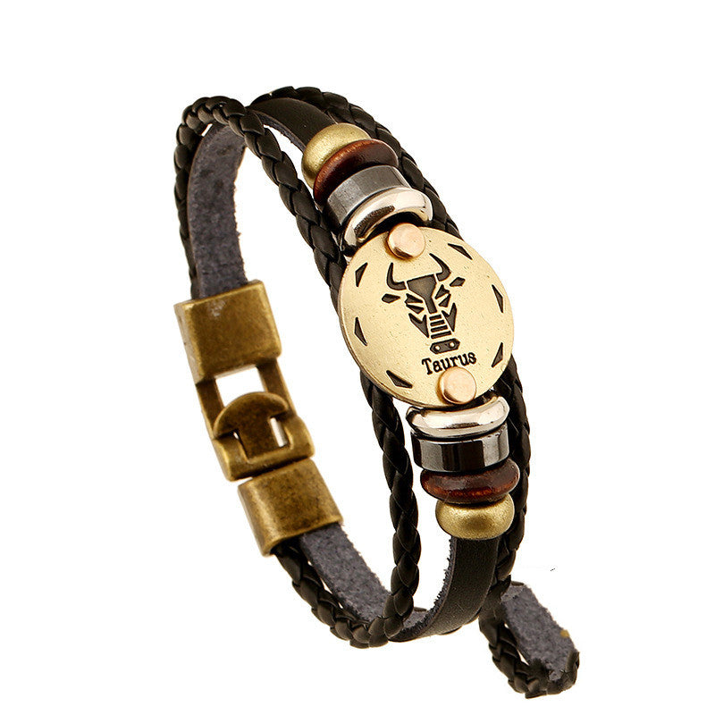 Twelve Constellation Cowhide Bracelets Wholesale Men And Women Small Jewelry - VEX CLUB HOUSE