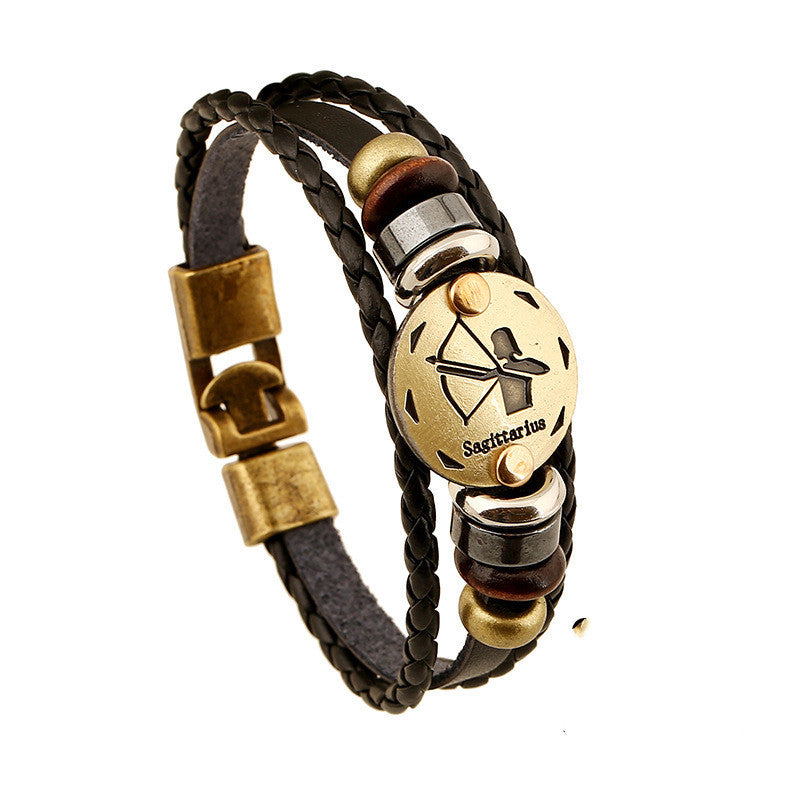 Twelve Constellation Cowhide Bracelets Wholesale Men And Women Small Jewelry - VEX CLUB HOUSE