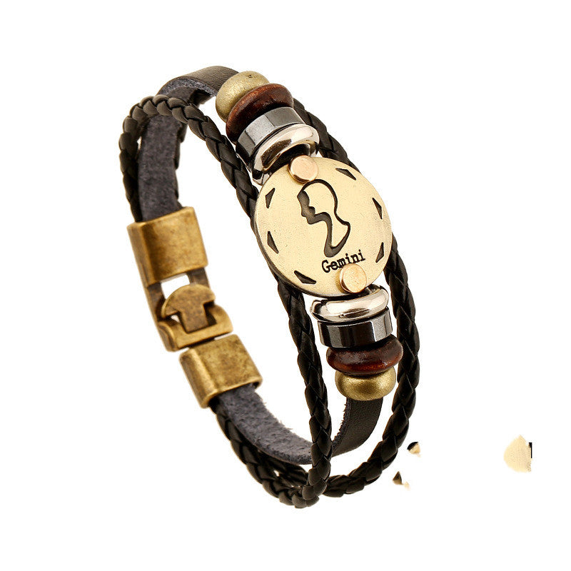 Twelve Constellation Cowhide Bracelets Wholesale Men And Women Small Jewelry - VEX CLUB HOUSE