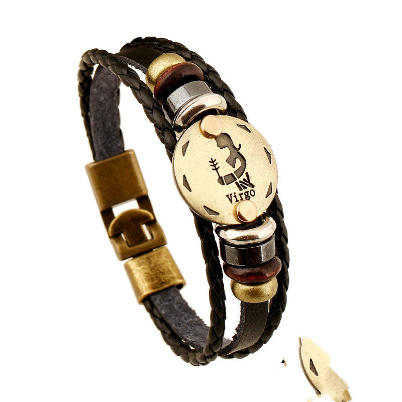 Twelve Constellation Cowhide Bracelets Wholesale Men And Women Small Jewelry - VEX CLUB HOUSE