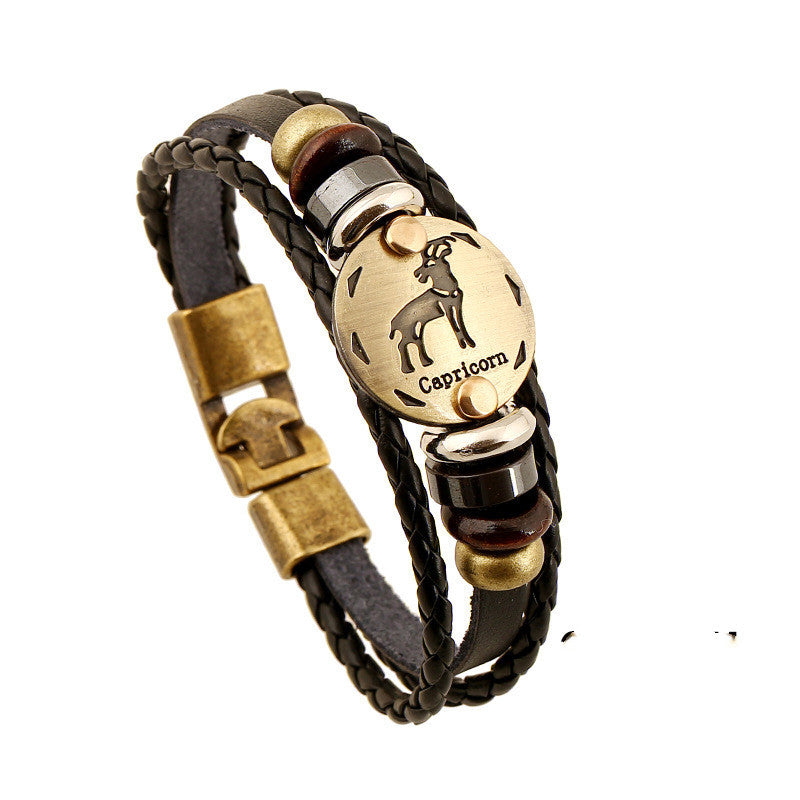 Twelve Constellation Cowhide Bracelets Wholesale Men And Women Small Jewelry - VEX CLUB HOUSE