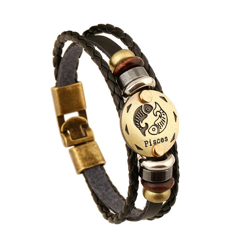 Twelve Constellation Cowhide Bracelets Wholesale Men And Women Small Jewelry - VEX CLUB HOUSE