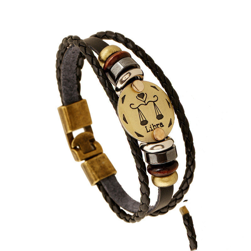 Twelve Constellation Cowhide Bracelets Wholesale Men And Women Small Jewelry - VEX CLUB HOUSE