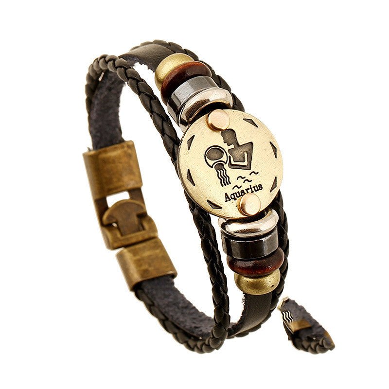 Twelve Constellation Cowhide Bracelets Wholesale Men And Women Small Jewelry - VEX CLUB HOUSE