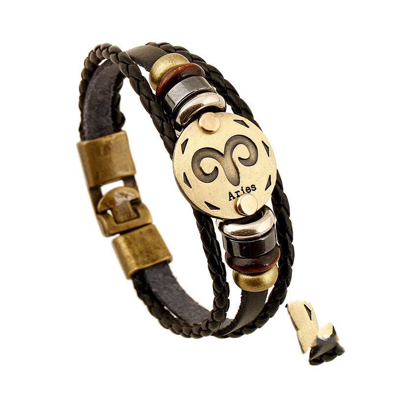 Twelve Constellation Cowhide Bracelets Wholesale Men And Women Small Jewelry - VEX CLUB HOUSE