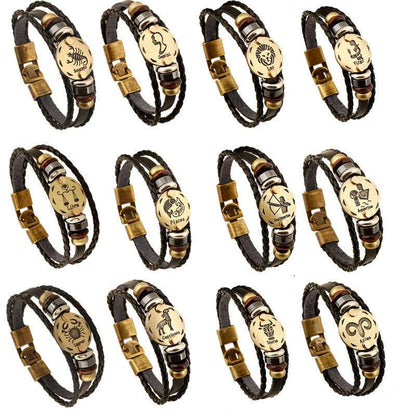 Twelve Constellation Cowhide Bracelets Wholesale Men And Women Small Jewelry - VEX CLUB HOUSE