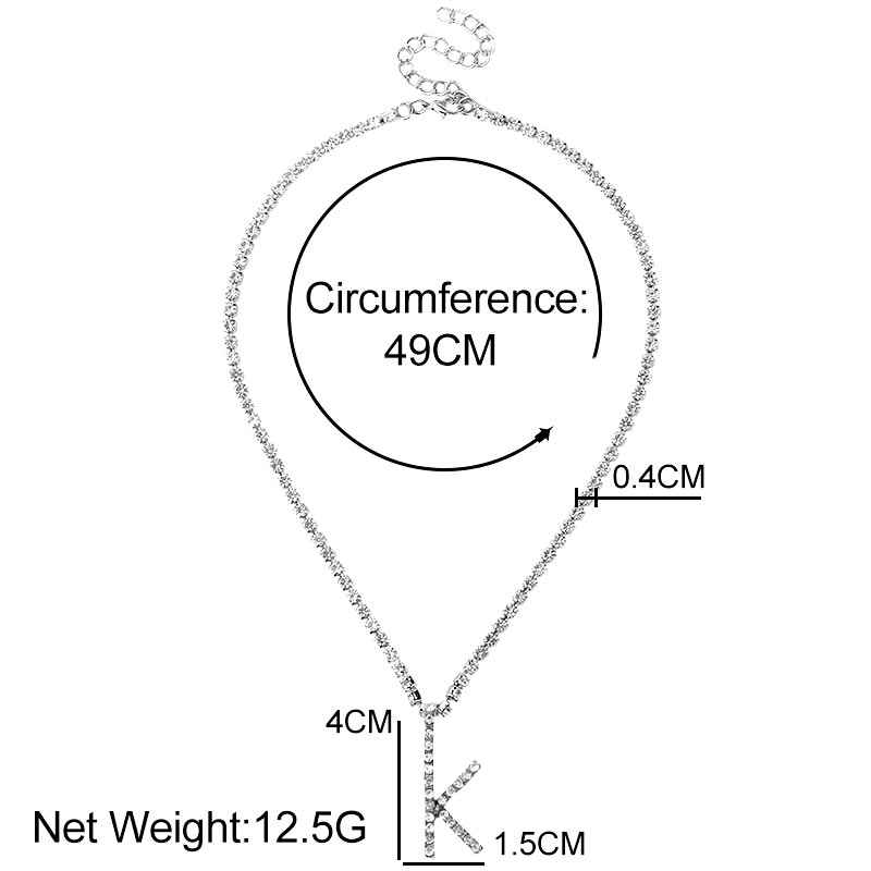 26 Letters Pendant Necklace Shiny Rhinestone Necklace Women - VEX CLUB HOUSE