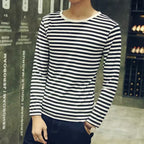 Black White Striped T-shirt Unisex Loose Oversize Extra Long Sleeve - VEX CLUB HOUSE