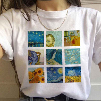 Van Gogh Aesthetic Oil Painting Women's Short Sleeve T-Shirt - VEX CLUB HOUSE