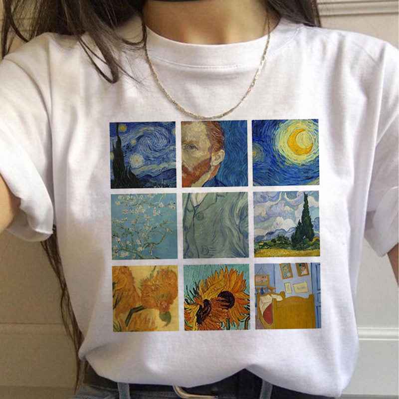 Van Gogh Aesthetic Oil Painting Women's Short Sleeve T-Shirt - VEX CLUB HOUSE