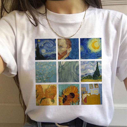 Van Gogh Aesthetic Oil Painting Women's Short Sleeve T-Shirt - VEX CLUB HOUSE