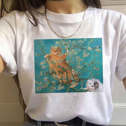 Van Gogh Aesthetic Oil Painting Women's Short Sleeve T-Shirt - VEX CLUB HOUSE