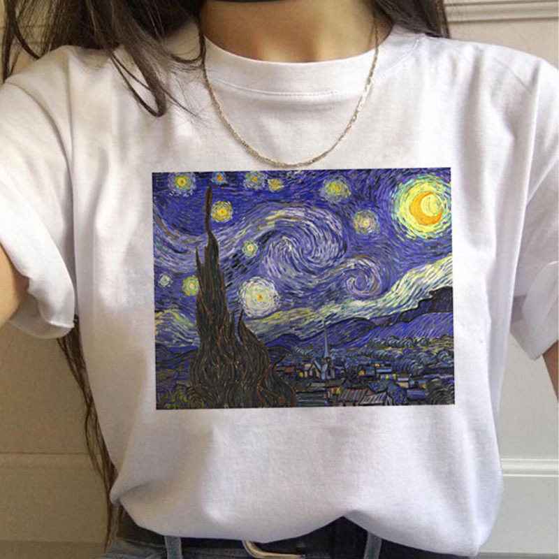 Van Gogh Aesthetic Oil Painting Women's Short Sleeve T-Shirt - VEX CLUB HOUSE