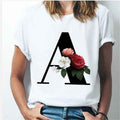 26 English Letters A-Z White Short-sleeved T-shirt - VEX CLUB HOUSE