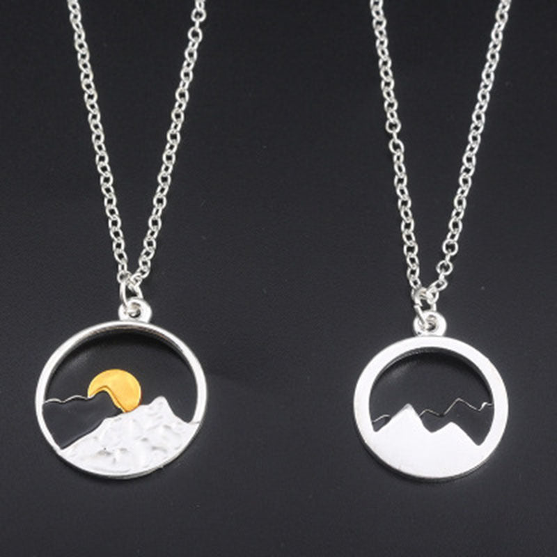 Wish card alloy necklace women men mountain peak sun gold color silver color pendant necklace engagement jewelry - VEX CLUB HOUSE