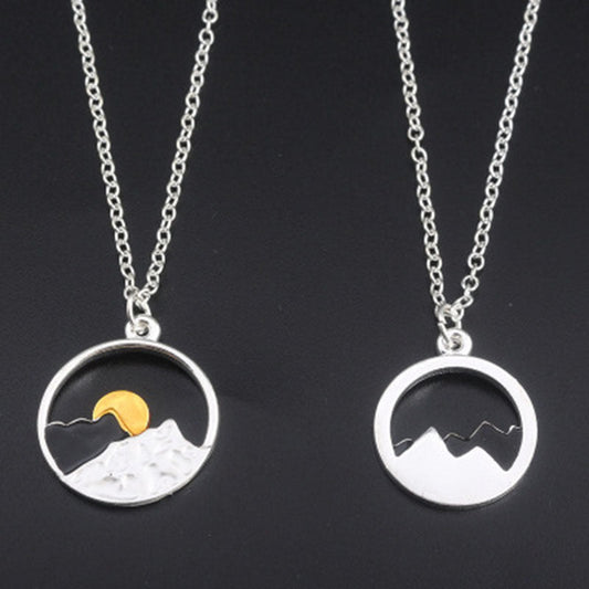 Wish card alloy necklace women men mountain peak sun gold color silver color pendant necklace engagement jewelry - VEX CLUB HOUSE
