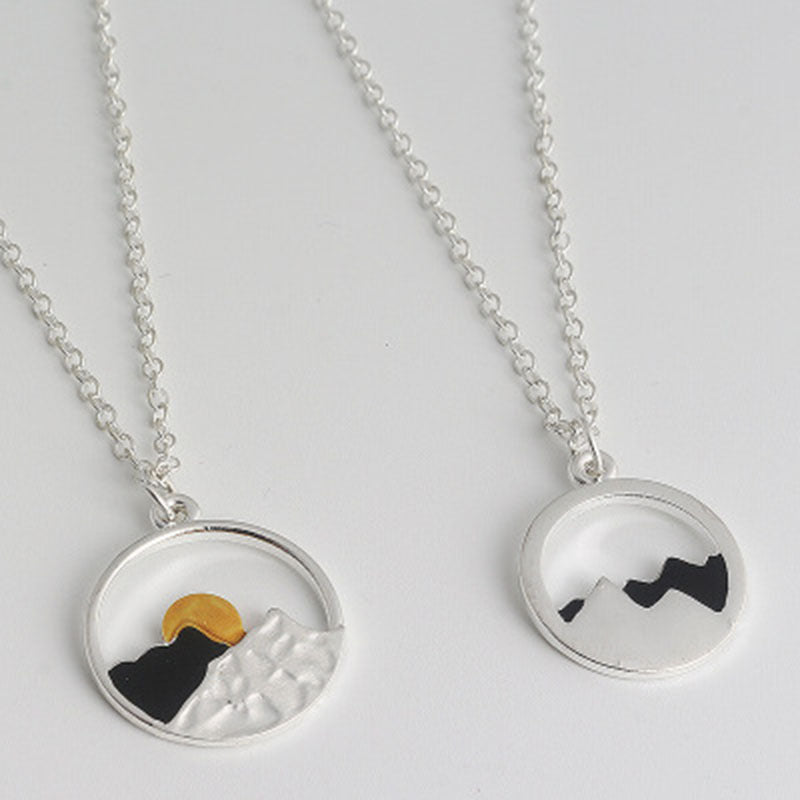 Wish card alloy necklace women men mountain peak sun gold color silver color pendant necklace engagement jewelry - VEX CLUB HOUSE