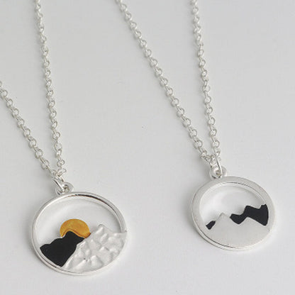 Wish card alloy necklace women men mountain peak sun gold color silver color pendant necklace engagement jewelry - VEX CLUB HOUSE