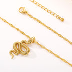 Stainless Steel Snake Necklaces For Women Men Gold Silver Color Zodiac Animal Neck Chain Male Female Pendant Necklace Jewelry - VEX CLUB HOUSE