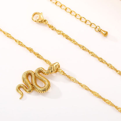 Stainless Steel Snake Necklaces For Women Men Gold Silver Color Zodiac Animal Neck Chain Male Female Pendant Necklace Jewelry - VEX CLUB HOUSE