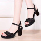 Mid-heel Fish Mouth Soft Sole Mother Shoes Rhinestone High Heels - VEX CLUB HOUSE