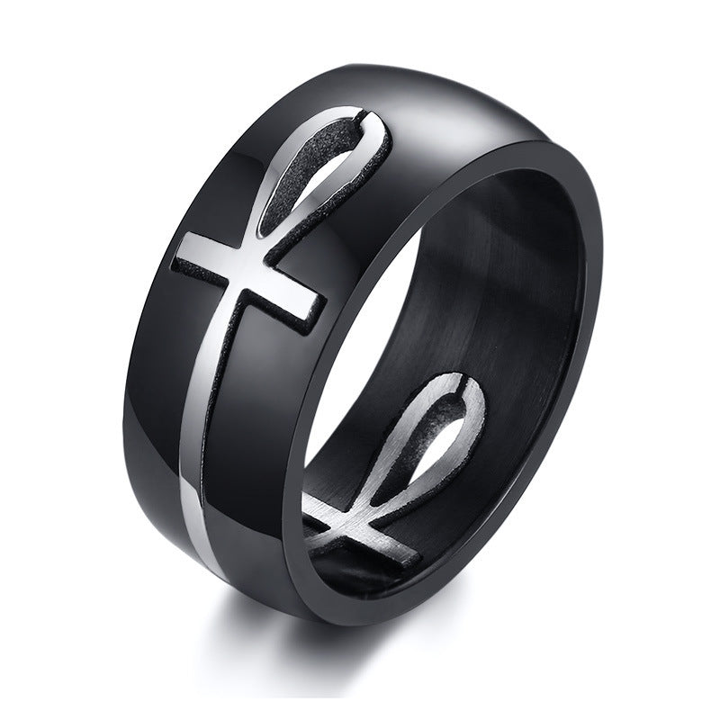 Two Tone Detachable Ankh Egyptian Cross Ring For Men Stainless Steel Male Religious Jewelry V E X C L U B H O U S E