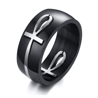 Two Tone Detachable Ankh Egyptian Cross Ring For Men Stainless Steel Male Religious Jewelry V E X C L U B H O U S E