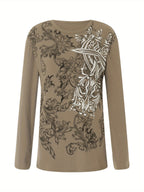 Vintage Chic Gothic Cross Print Long sleeve V E X C L U B H O U S E