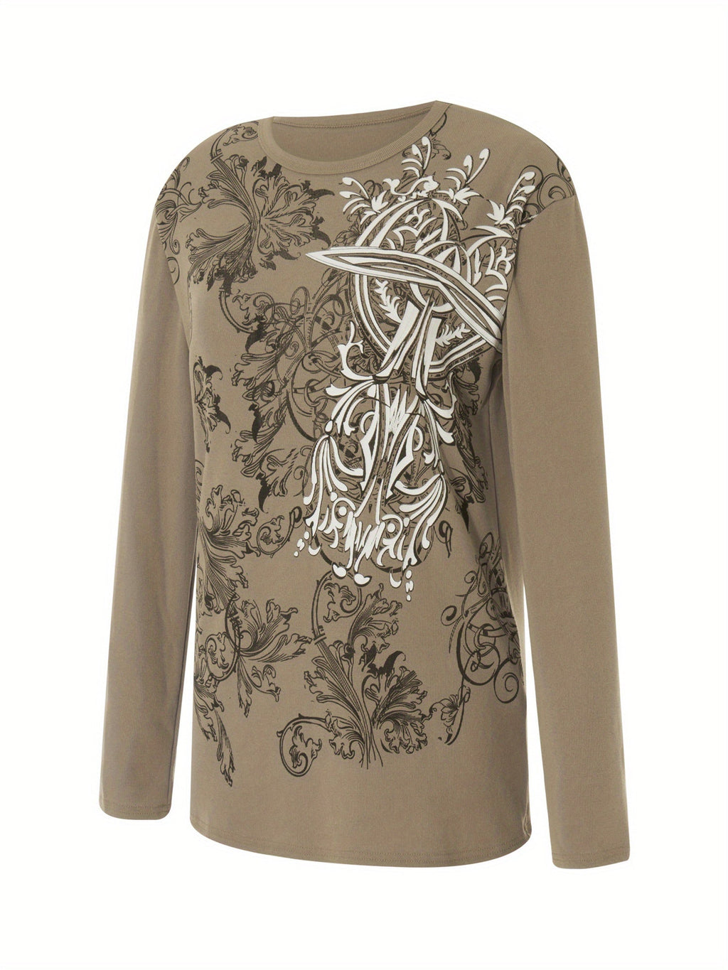 Vintage Chic Gothic Cross Print Long sleeve V E X C L U B H O U S E