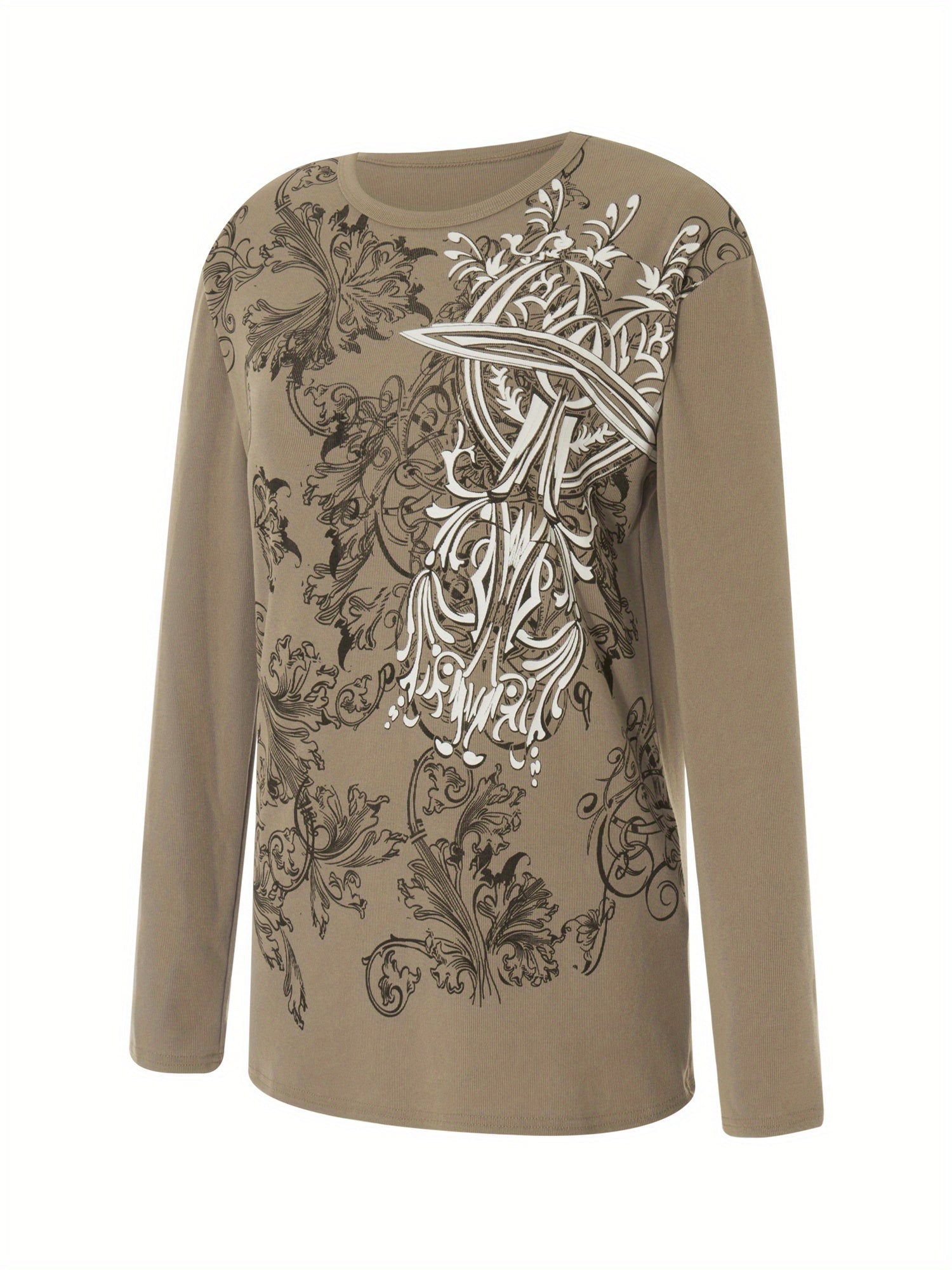 Vintage Chic Gothic Cross Print Long sleeve V E X C L U B H O U S E