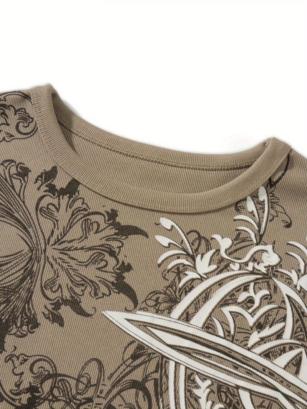 Vintage Chic Gothic Cross Print Long sleeve V E X C L U B H O U S E